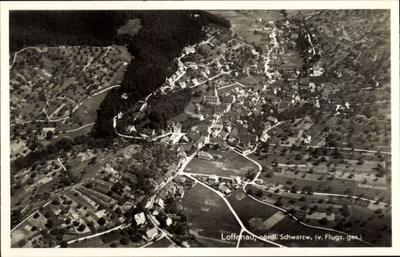 Postcard Loffenau northern Black Forest, aerial photograph