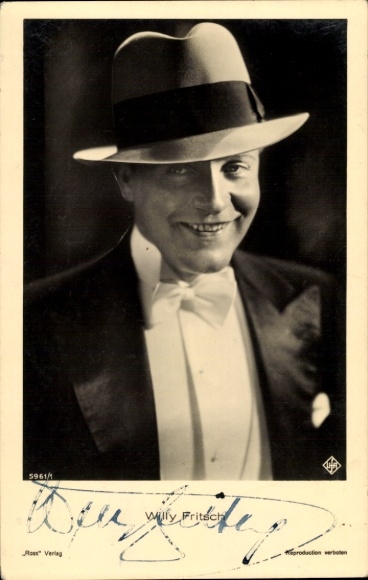 Ak Schauspieler Willy Fritsch, Portrait, Hut, Ross Verlag 5961/1, Autogramm