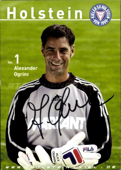 Autograph card footballer Alexander Ogrinc, Holstein Kiel, autograph