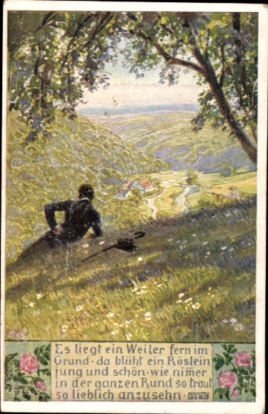 Lied Künstler Ak Hey, Paul, Volksliederkarte Nr. 59, Es liegt ein Weiler fern im Grund