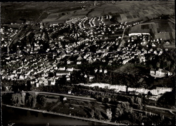 Postcard Marbach am Neckar, aerial photograph