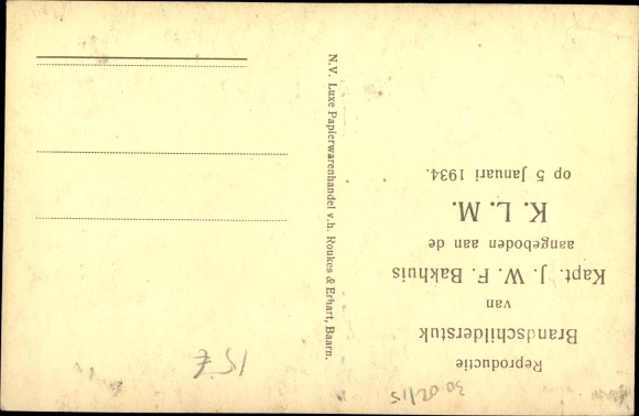 Postcard Dutch aviation pioneers, daughter in four days accomplished four years, airplane, Pelikan, KLM