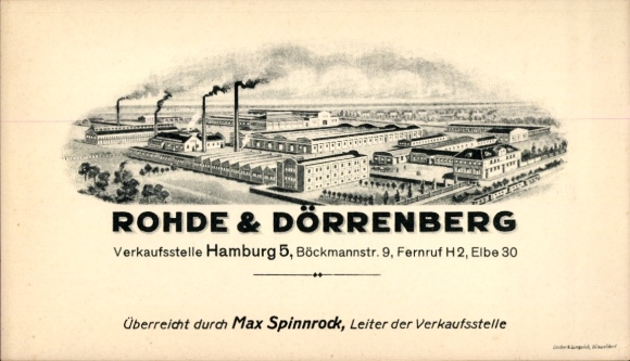 Postcard Hamburg Mitte Sankt Georg, Sales Office Rohde & Dörrenberg, Mechanical Engineering Düsseldorf