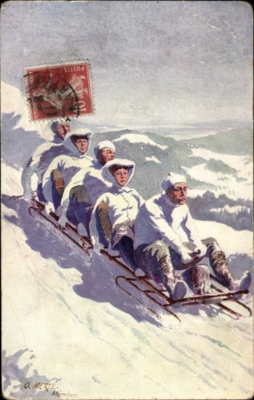Artist Postcard Merte, O., sleigh ride