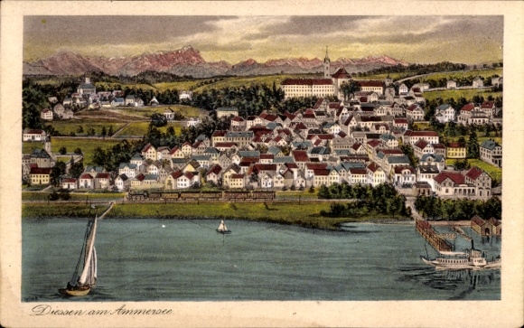 Ak Dießen am Ammersee Oberbayern, Gesamtansicht