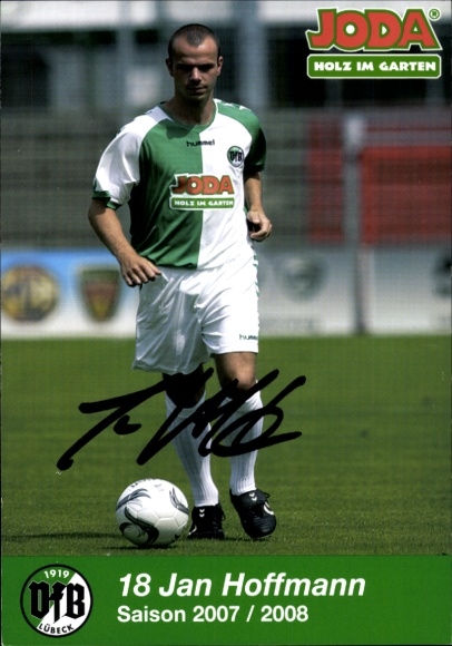 Autograph card footballer Jan Hoffmann, VFB Lübeck, autograph