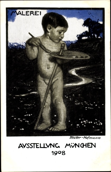 Artist PC Müller Hofmann, Munich, exhibition 1908, painting