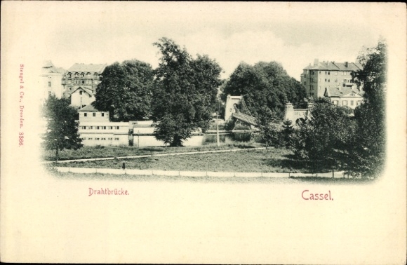 PC Cassel Kassel in Hesse, wire bridge, landscape, trees, buildings