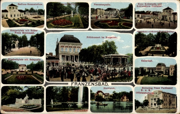 Postcard Františkovy Lázně Franzensbad Karlovy Vary Region, Radium Emanatorium, Franzensquelle, Kaiser Fran