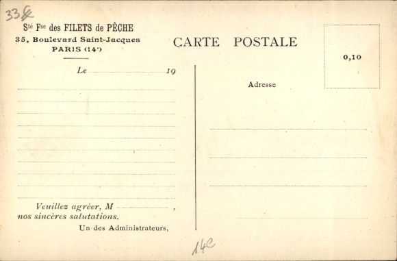 Ak Observatorium Parijs XIV, Boulevard Saint Jacques, Societe Francaise des Filets de Peche