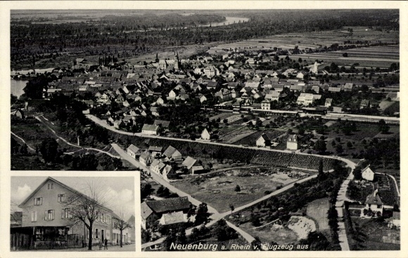Ak Neuenburg am Rhein Baden, Fliegeraufnahme, Gasth. z. Salm