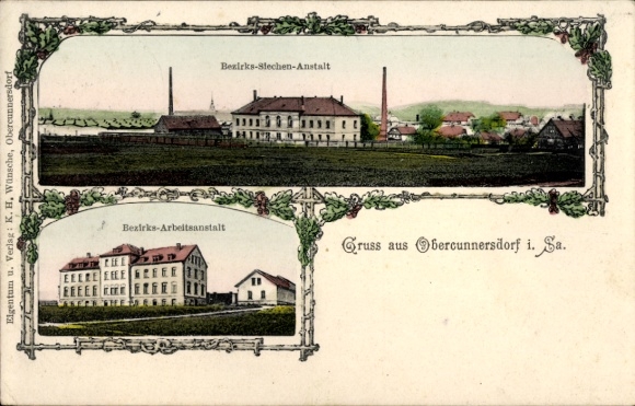 Postcard Obercunnersdorf Klingenberg in the Osterzgebirge, district nursing home, district work station...
