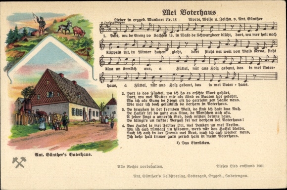 Artist Song Postcard Günther, Anton, Gottesgab, Mei Voterhaus, Dialect No. 18
