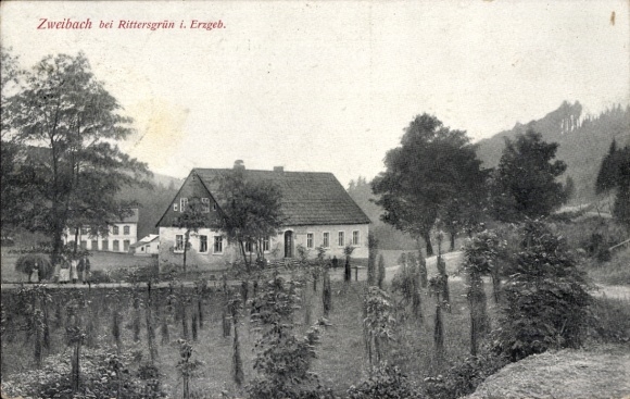 Ak Rittersgrün Breitenbrunn in het Ertsgebergte, Zweibach bij Rittersgrün
