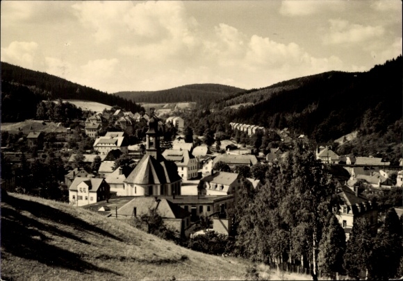 Postcard Schmiedeberg Dippoldiswalde in the Ore Mountains, Panorama