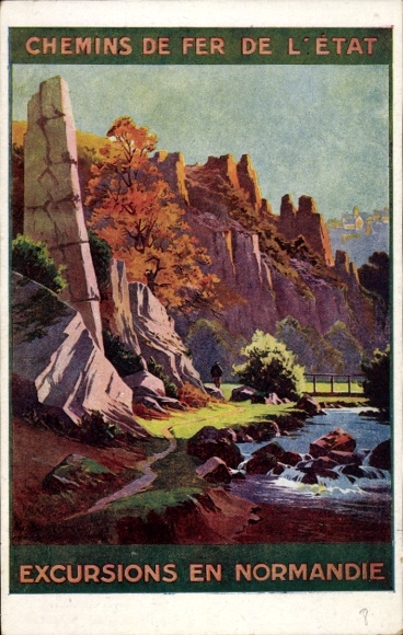 Kunstenaar Ak Calvados, Chemins de fer de l'Etat, Excursions en Normandie