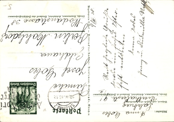Postal stationery Postcard Klein, One People, One Reich, One Leader, Anschluss of Austria 1938, Greater Germany
