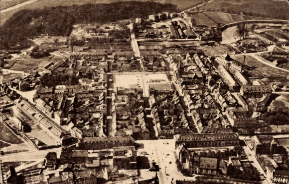 Postcard Saarlouis in Saarland, aerial photograph