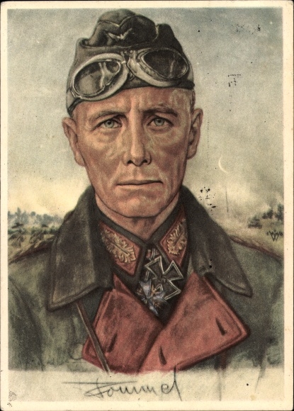 Artist Postcard Willrich, Wolfgang, Major General Rommel, Knight's Cross holder, Panzer Division, VDA
