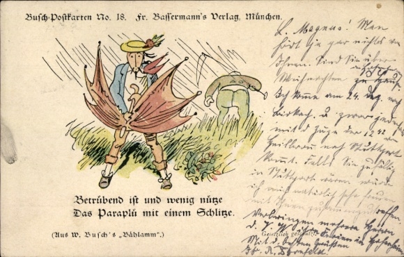 Artist Postcard Busch, W., Balduin Bahmann, History, Stormy Weather, Man with Scythe