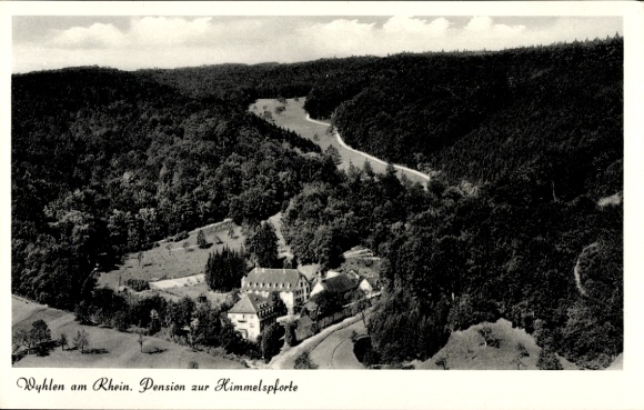 Ak Wyhlen am Rhein Baden, luchtfoto, Pension zur Himmelspforte