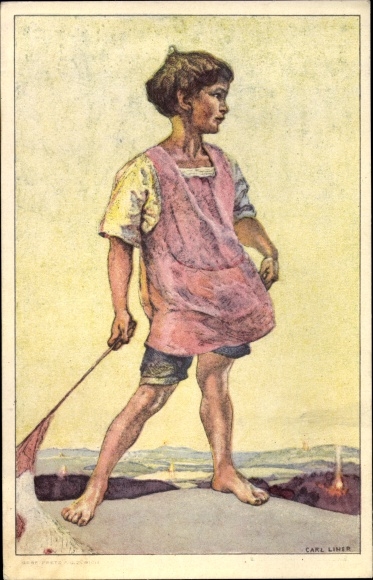 Ganzsachen Künstler Ak Liner, Carl, Kind mit Fahne, Bundesfeier 1927