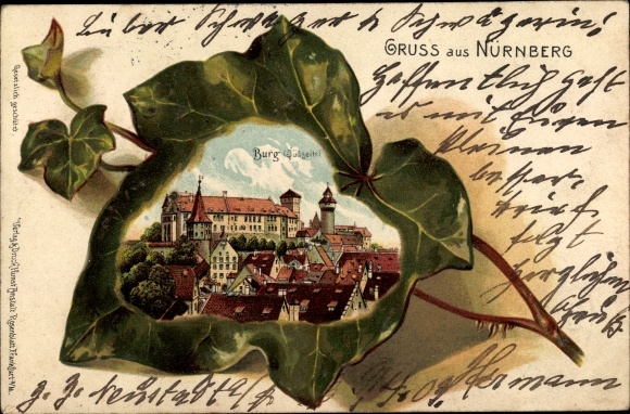 Embossed Ivy Leaf Chromo-Litho Nuremberg, Burg