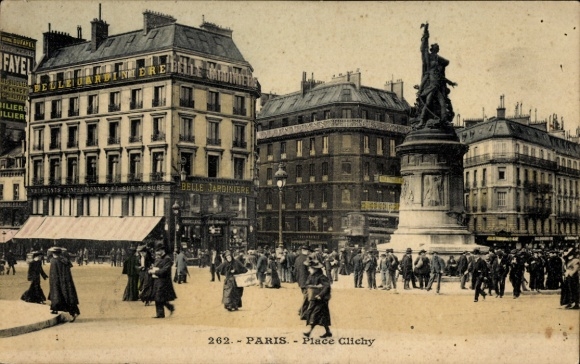 Ansichtkaart Parijs XVII., Place Clichy, monument, Belle Jardiniere
