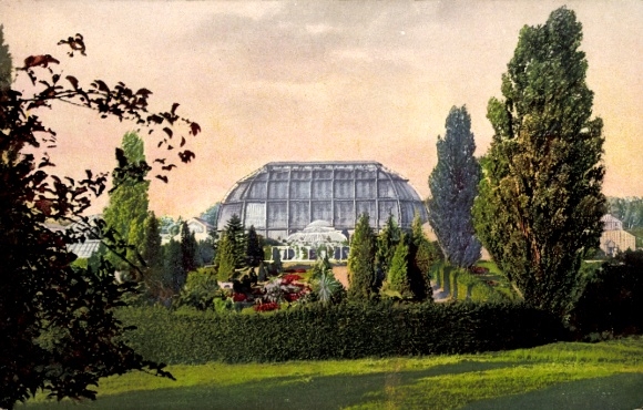 Postcard Berlin Zehlendorf Dahlem, Botanical Garden, Italian Garden with display houses