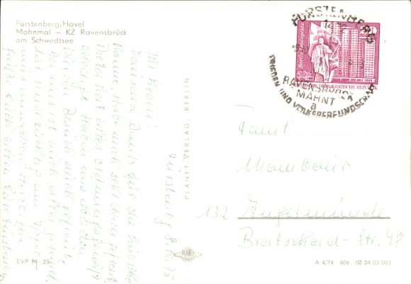 Postcard Fürstenberg an der Havel, Ravensbrück concentration camp memorial, Schwedtsee