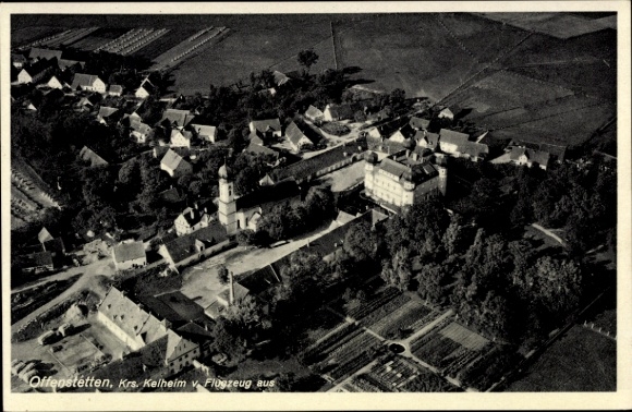 Ak Kelheim an der Donau Niederbayern, Luftaufnahme von Offenstetten, Häuser, Kirche, Felder