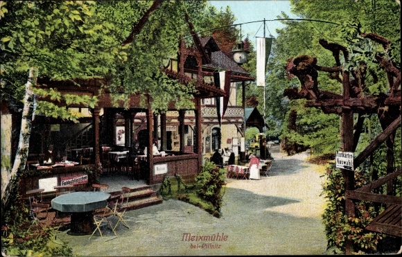 Postcard Dresden Nordost Pillnitz, party in the Meixmühle
