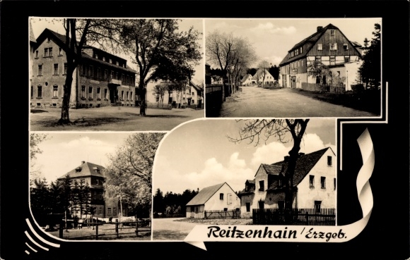 Passepartout PC Reitzenhain Marienberg in the Ore Mountains, inn, inn, street section in town
