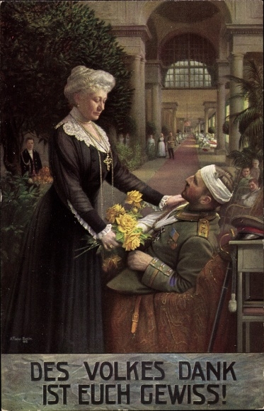 Artist PC Fischer, The people&#39;s thanks are certain, Empress Auguste Viktoria visits a war veteran