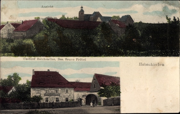 Ak Hohenkirchen Bröckau im Burgenland, Teilansicht, Gasthof Reichsadler