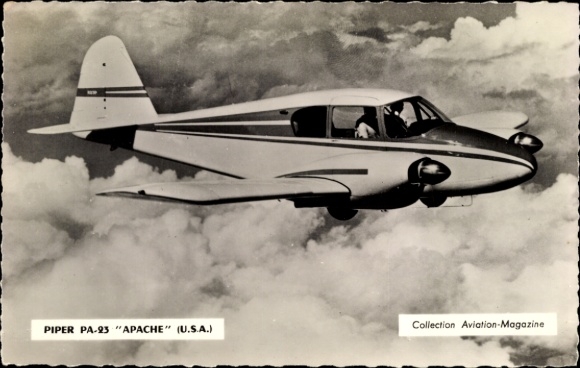 Postcard Piper PA-23 Apache, light aircraft