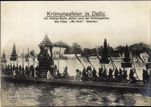 Postcard Delhi India, King&#39;s Barge after the Coronation Ceremony, River Me Nam