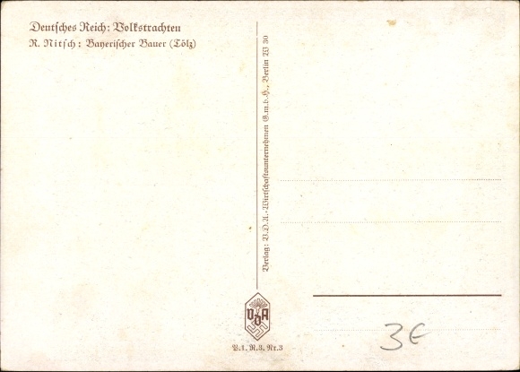 Kunstenaar Ansichtkaart Nitsch, R., Duitse rijk, klederdracht, Beierse boer uit Bad Tölz, pijp