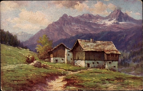 Kunstenaar Ak Hoy, W., Alpenhut, bergen