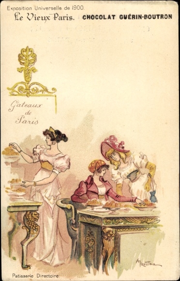 Artist Chromo-Litho Robida, Paris, Universal Exhibition 1900, Expo, Gateaux de Paris