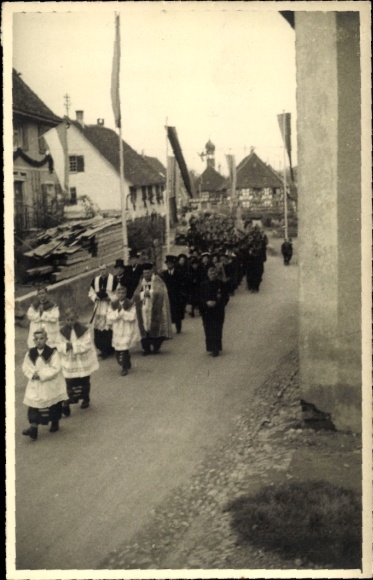 Postcard Markdorf Bodenseekreis Baden, procession