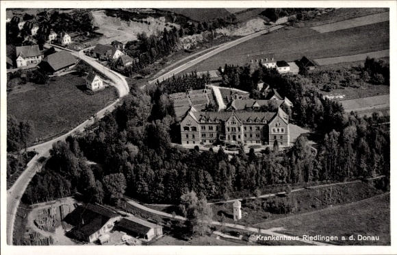 Postcard Riedlingen an der Donau Württemberg, aerial photography, hospital