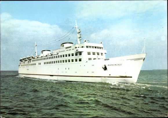 Postcard ferry Warnemünde, starboard view