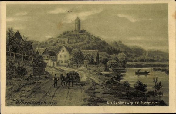 KP artystyczna Thomasczek, O., Schönburg an der Saale Burgenlandkreis, widok na zamek