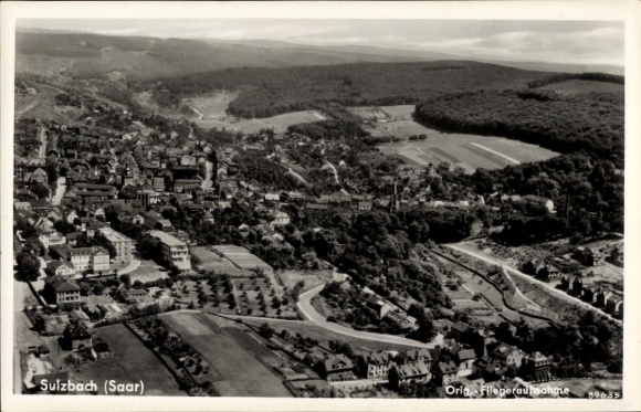 Zdjęcie lotnicze Sulzbach w Saarze, krajobraz, widok miasta, 1937 r.