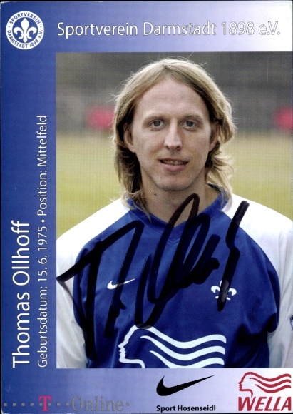 Autogrammkarte Fußballer Thomas Ollhoff, SV Darmstadt 98, Autogramm