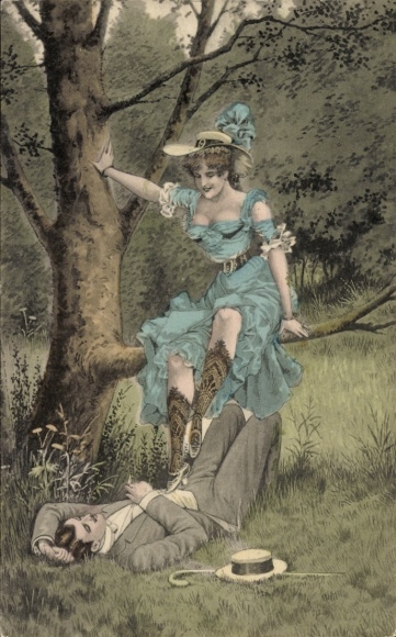 Artist Postcard Lovers, Woman in Erotic Clothing