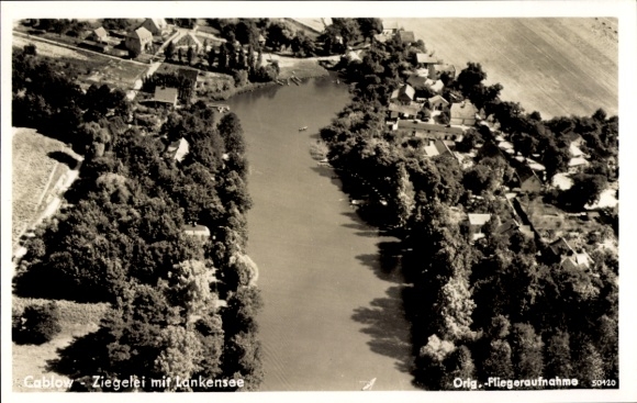 Postcard Cablow Kablow Königs Wusterhausen in Brandenburg, aerial photography, brickworks, Lankensee