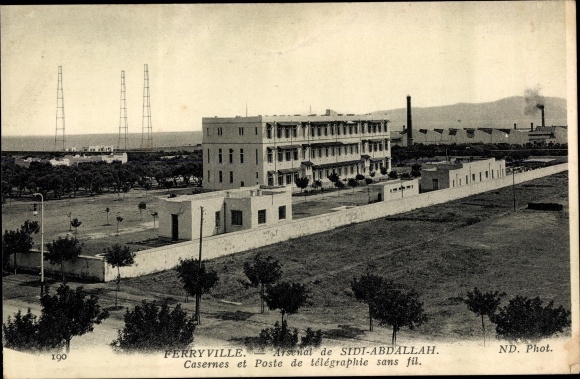 Postcard Menzel Bourguiba Ferryville Tunesien, Sidi Abdallah Arsenal, Barracks and Post Office