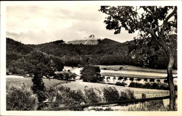 Postcard Lügde in the Weserbergland, view over the fields and forests to the mountain restaurant Köterberg